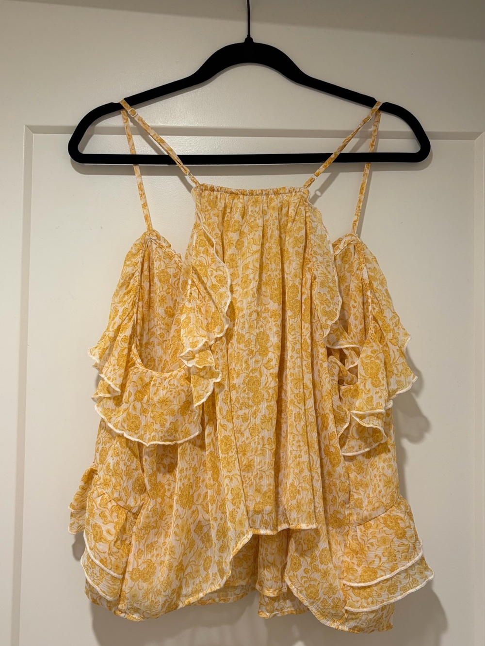 Strappy Ruffled Chiffon Top - Picture 2 of 4